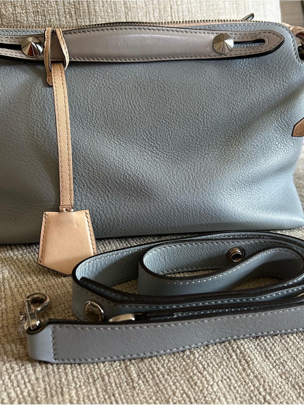 Fendi By The Way bagTwo-Tone Blue/Gray and Beige Leather Crossbody